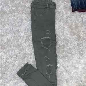 Green American eagle skinny jeans